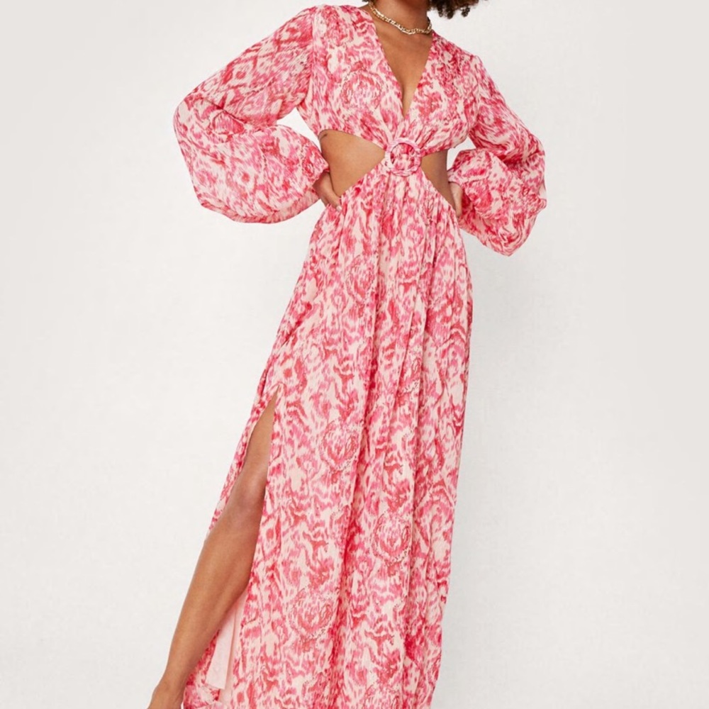 Abstract Animal Cut Out Belted Maxi Dress from NastyGal